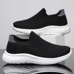Spring and Autumn Shoes Men'S Breathable Lazy Shoes Solid Color Versatile Casual Sneakers Breathable Mesh