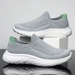 Spring and Autumn Shoes Men'S Breathable Lazy Shoes Solid Color Versatile Casual Sneakers Breathable Mesh